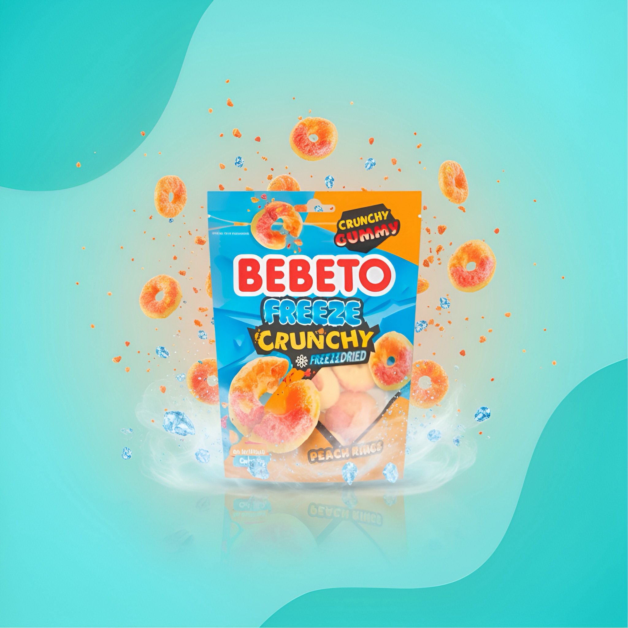 Bebeto Freeze Crunchy Peach Rings, сублимированный мармелад, 35 г