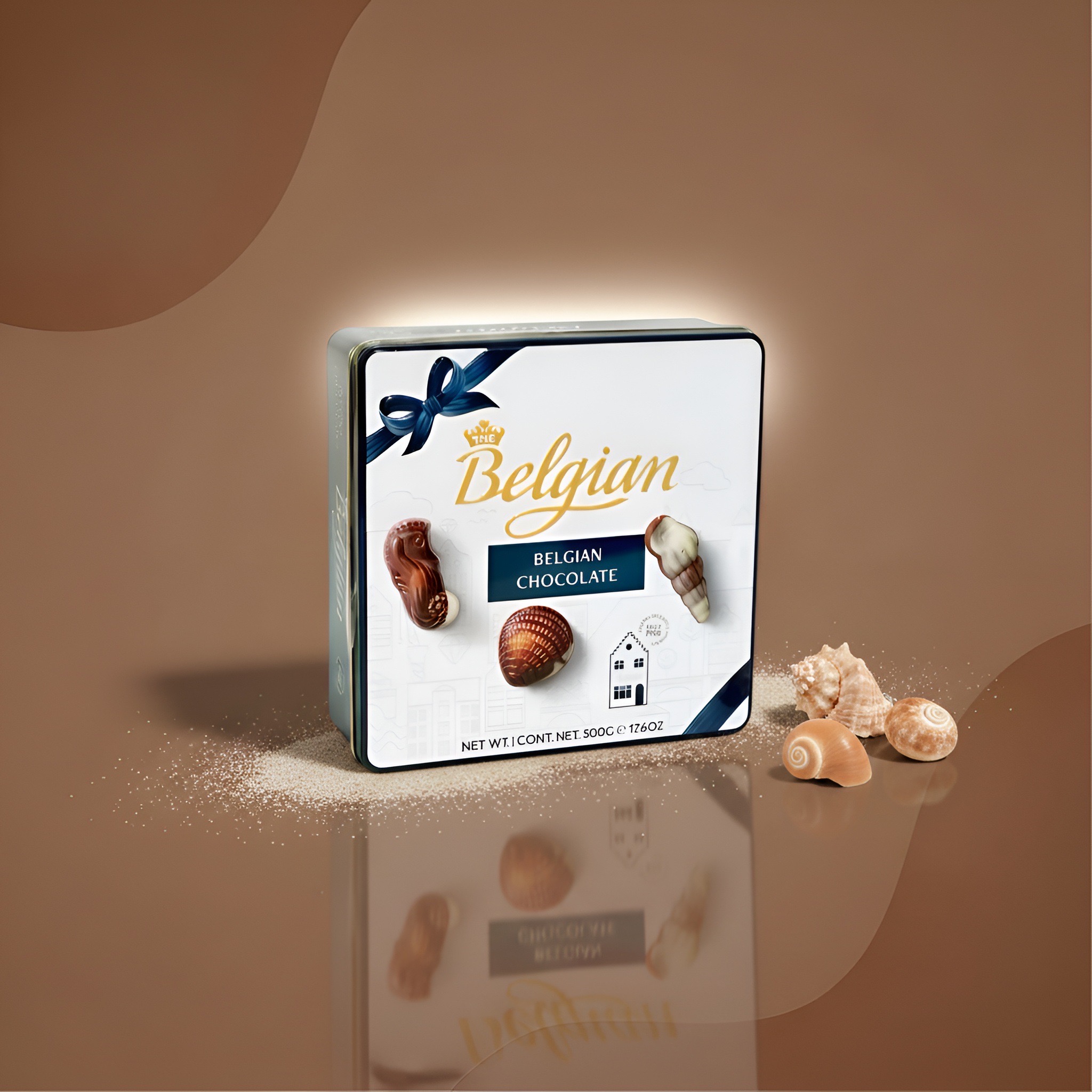 The Belgian Chocolate, шоколадные конфеты-ракушки (жестяная банка), 500 г (вес уточнить)