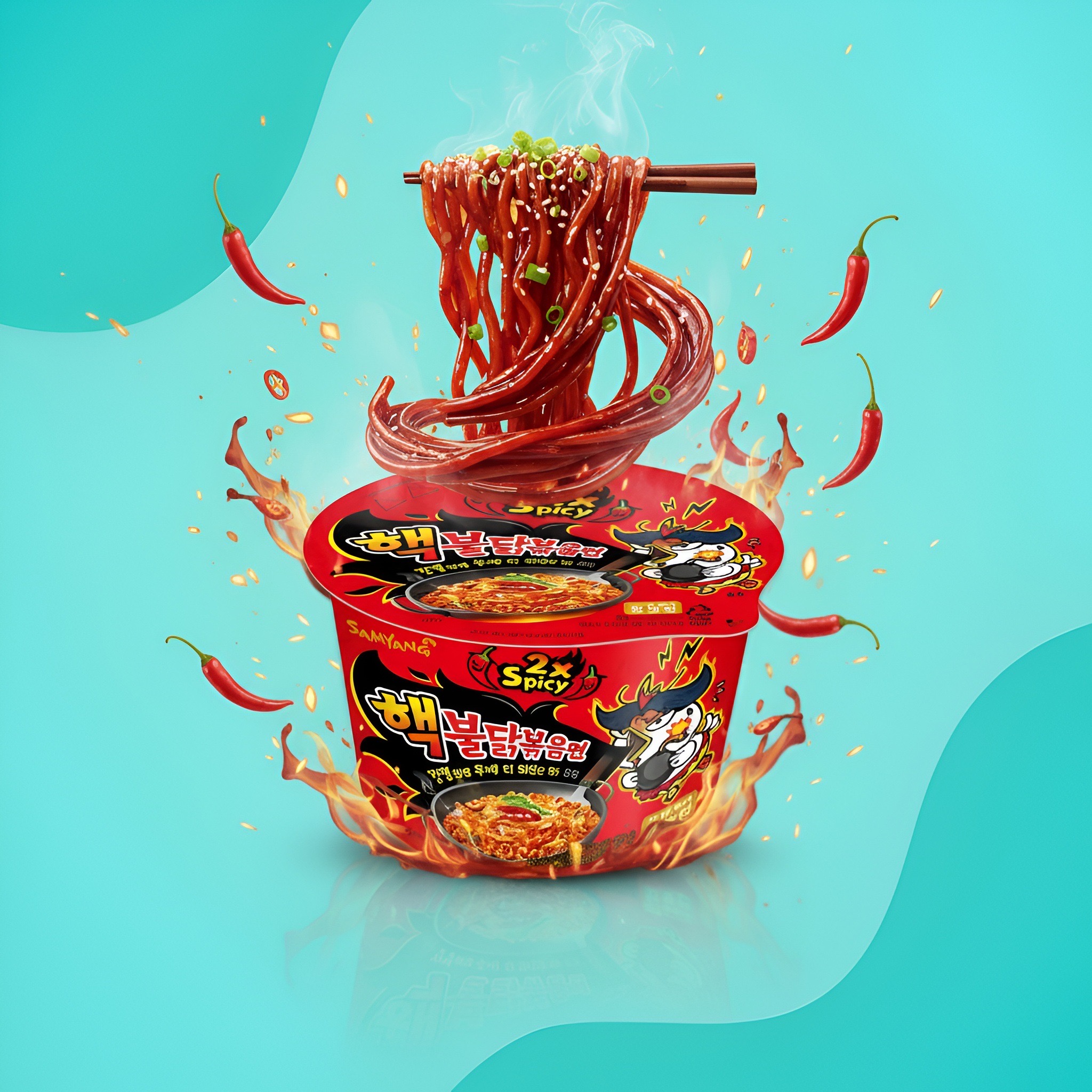 Samyang Buldak 2× Spicy, очень острая лапша рамен (чашка), 105 г (вес уточнить)