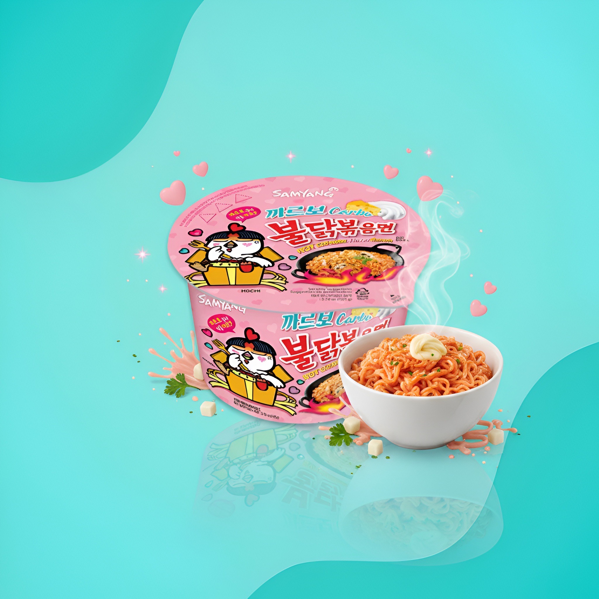 Samyang Buldak Carbonara, острая лапша рамен карбонара (чашка), 105 г (вес уточнить)