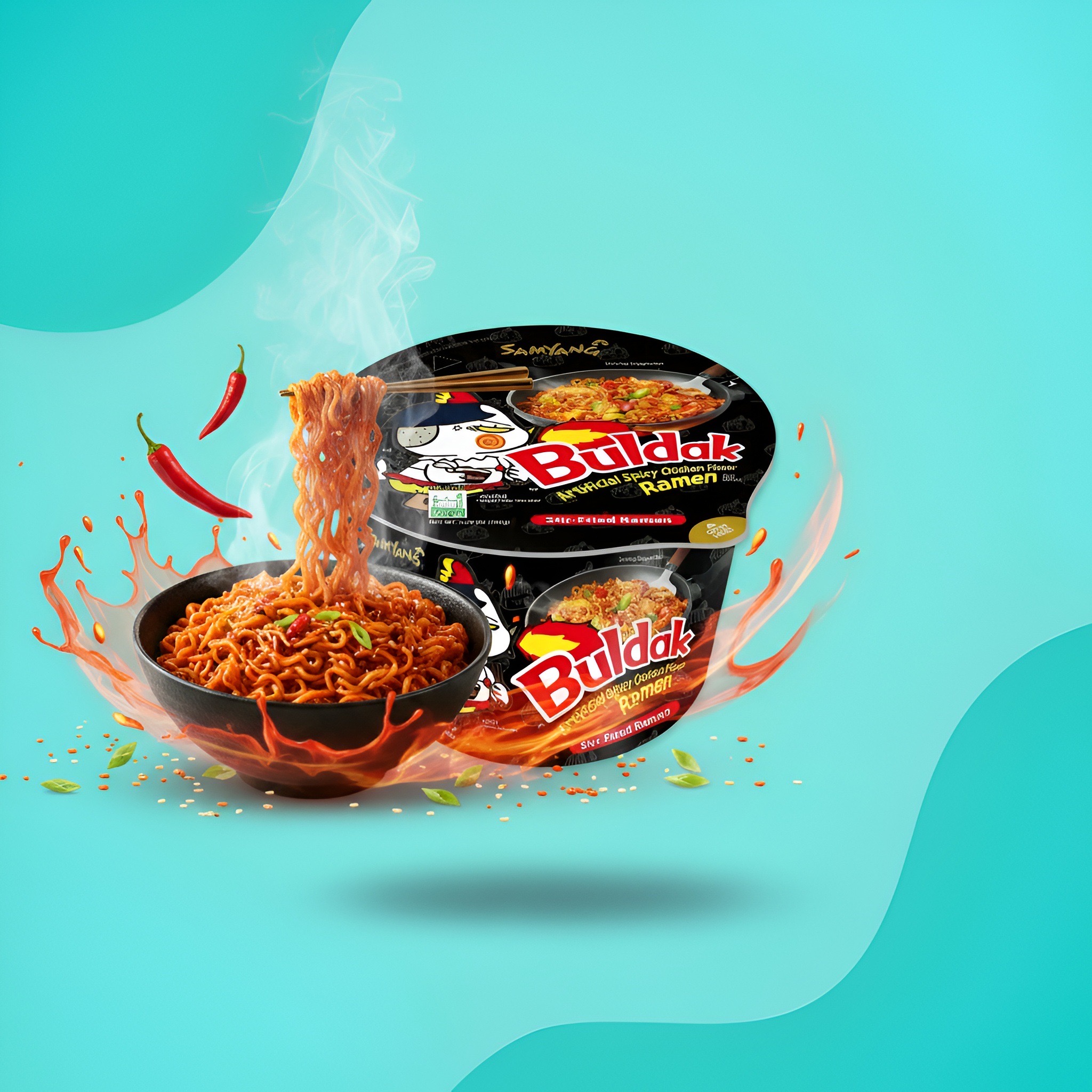 Samyang Buldak Original, острая жареная лапша рамен (чашка), 105 г (вес уточнить)