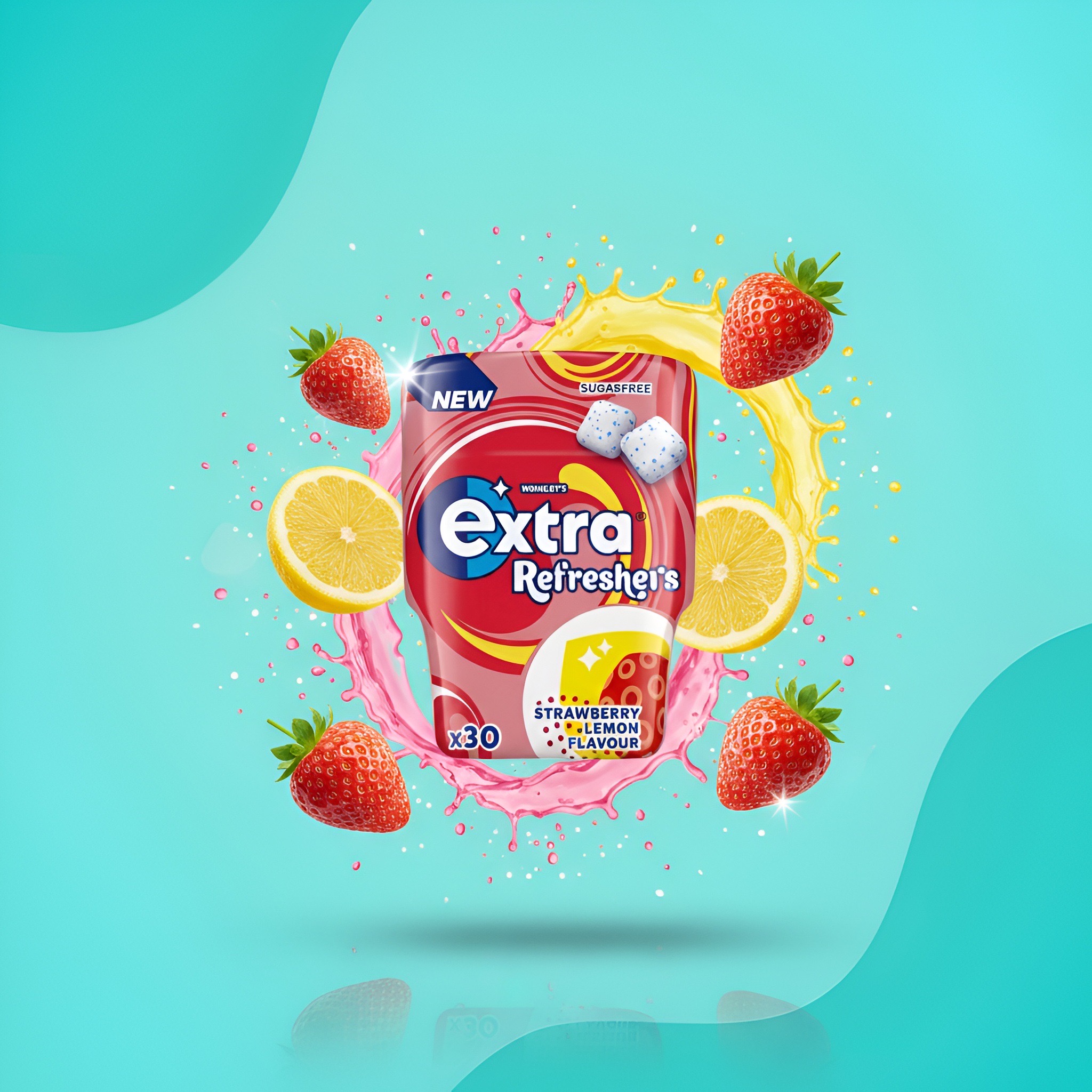 Extra Refreshers Клубника-лимон, 30 шт