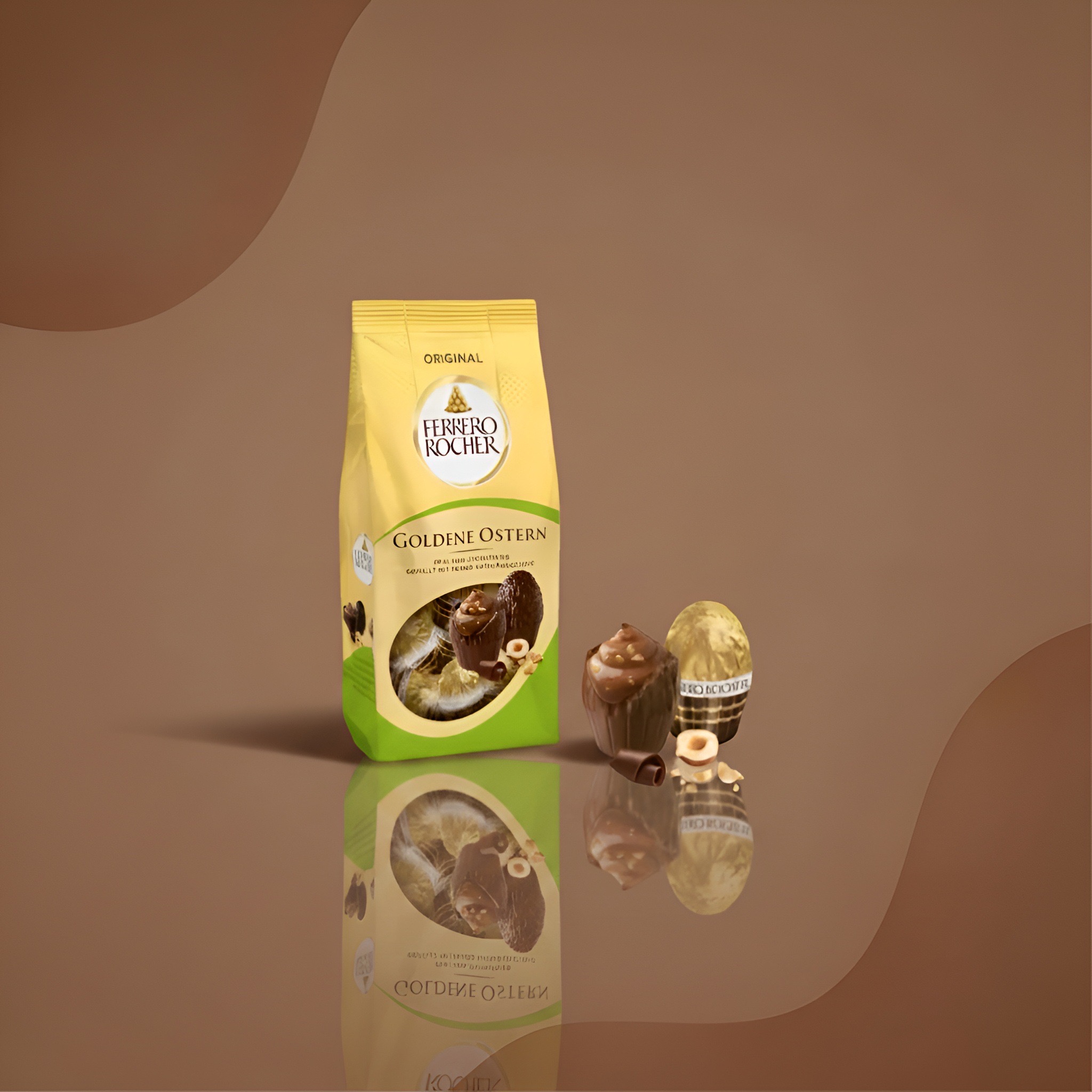 Ferrero Rocher Goldene Ostern, шоколадные яйца с фундуком, вес уточнить