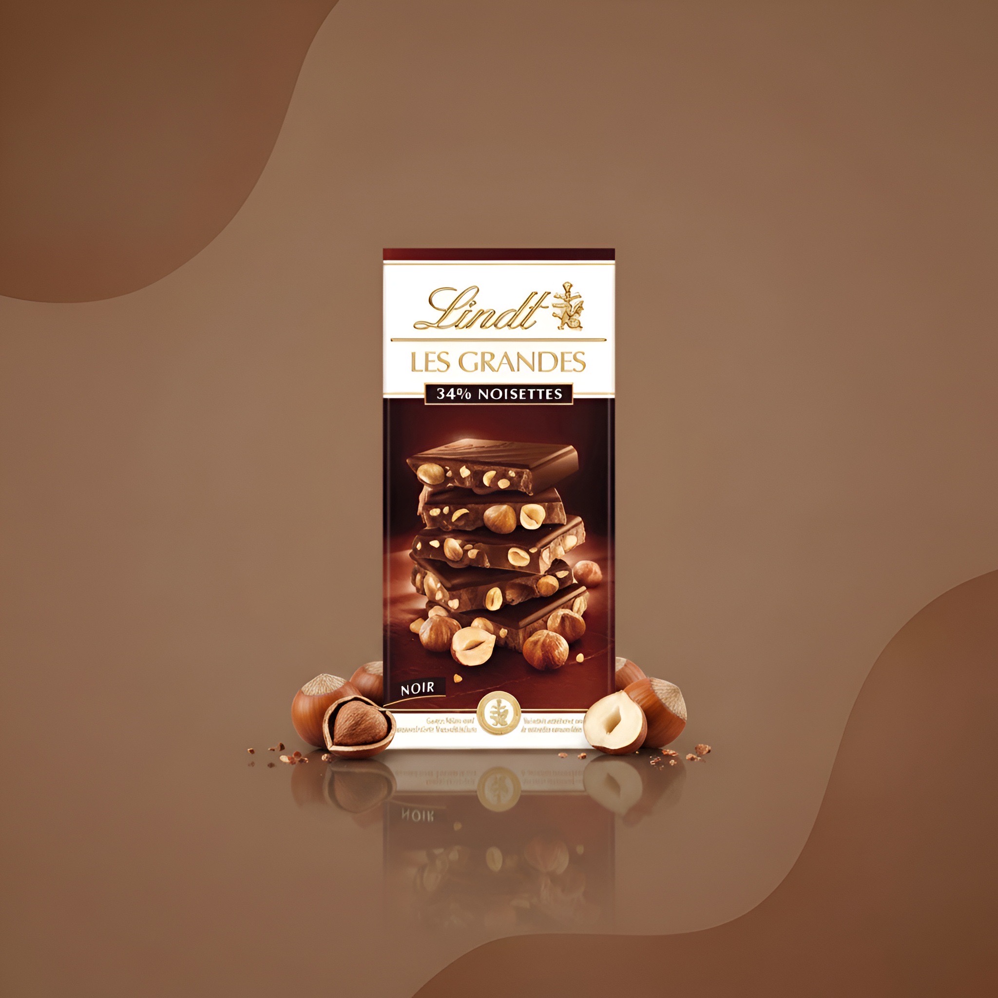 Lindt Les Grandes 34% Noisettes, шоколад с цельным фундуком, 100 г