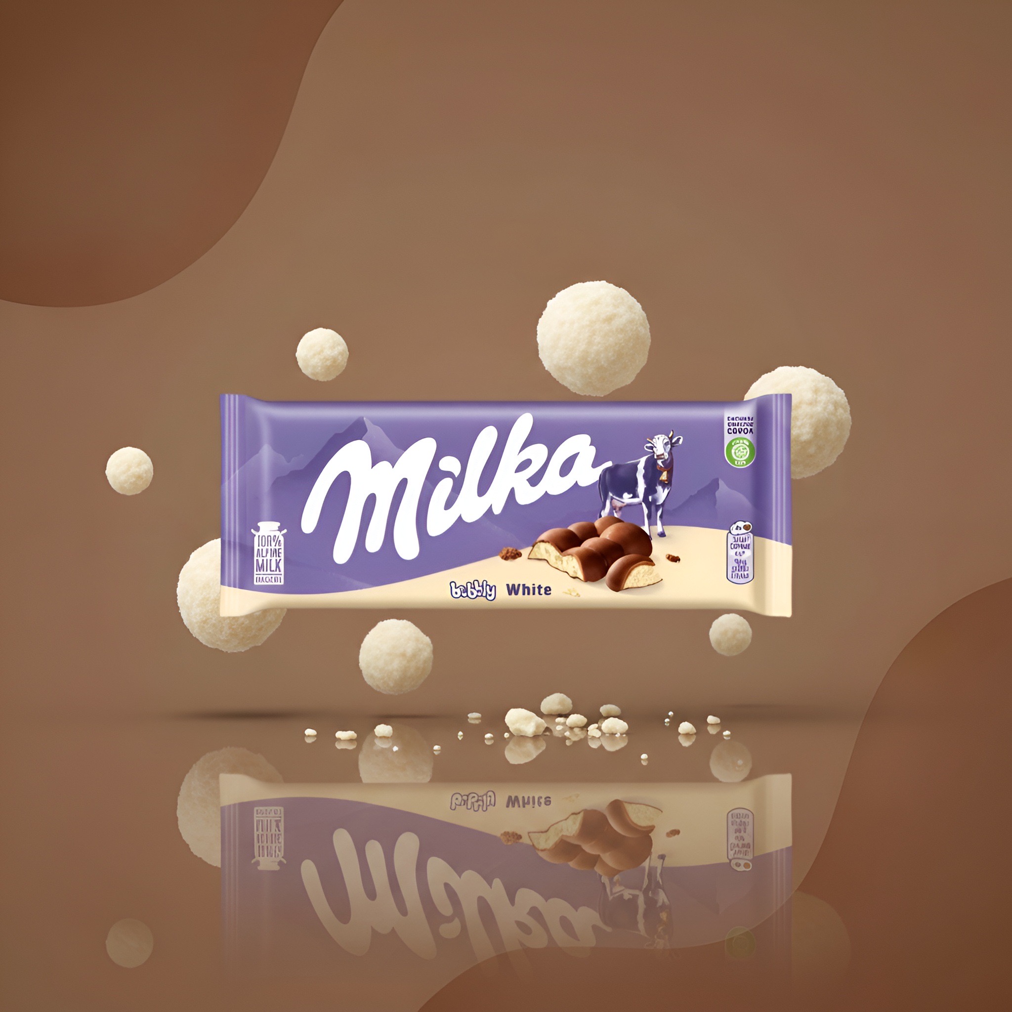 Milka Bubbly White пористый белый 95 г