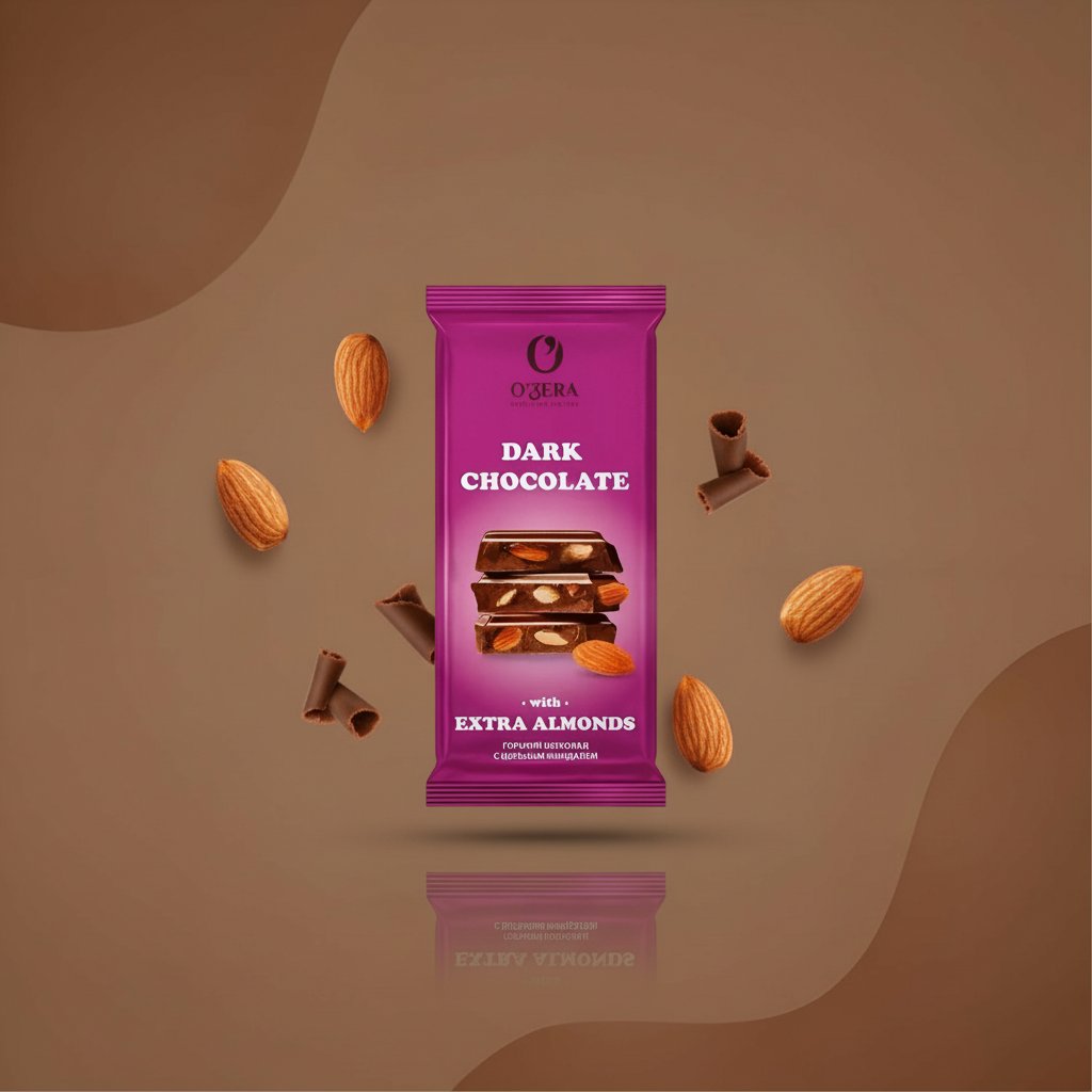 Шоколад O'Zera Dark горький с миндалём 90 г