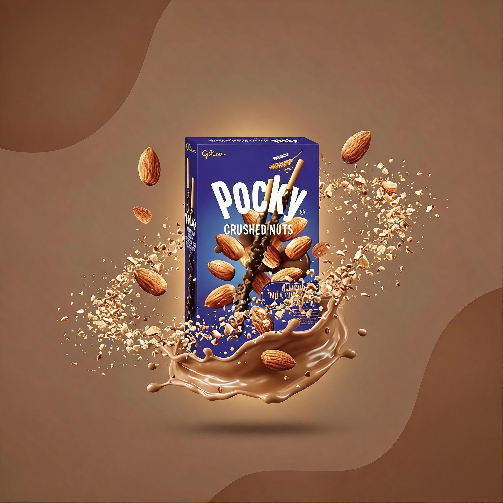 Pocky Crushed Nuts, палочки в шоколаде с дроблёным миндалём, 40 г
