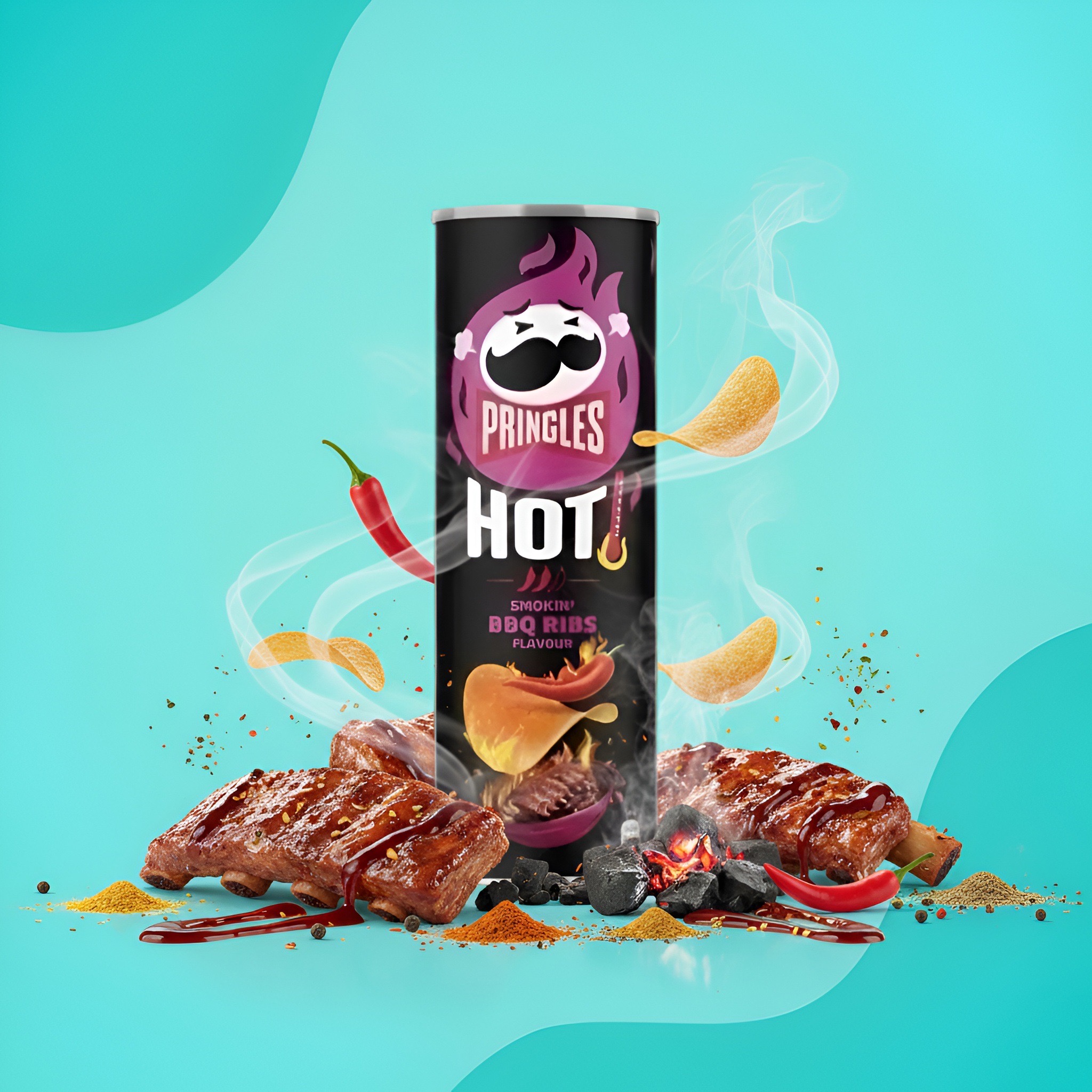 Pringles HOT Рёбрышки барбекю, 160 г