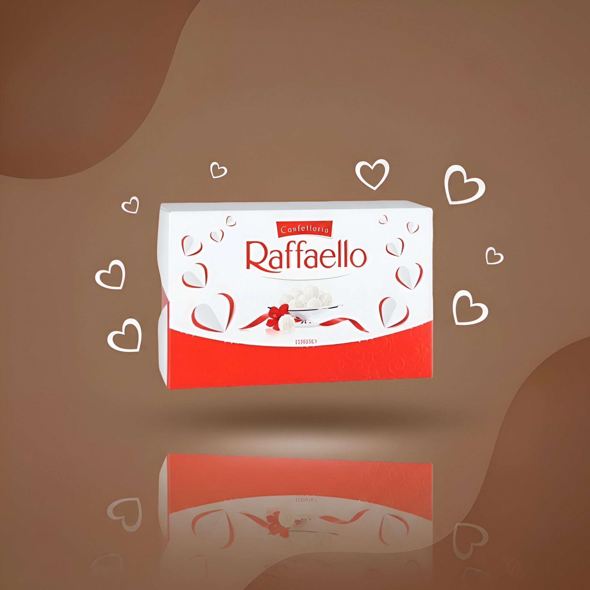 Raffaello, конфеты с миндалём и кокосом (коробка с сердечками), вес уточнить
