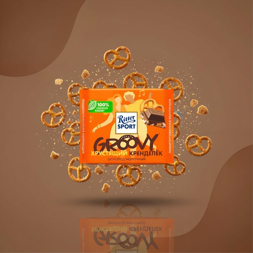 Шоколад Ritter Sport Groovy Хрустящий кренделёк молочный 100 г