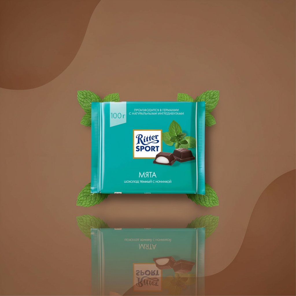 Шоколад Ritter Sport Мята тёмный с начинкой 100 г