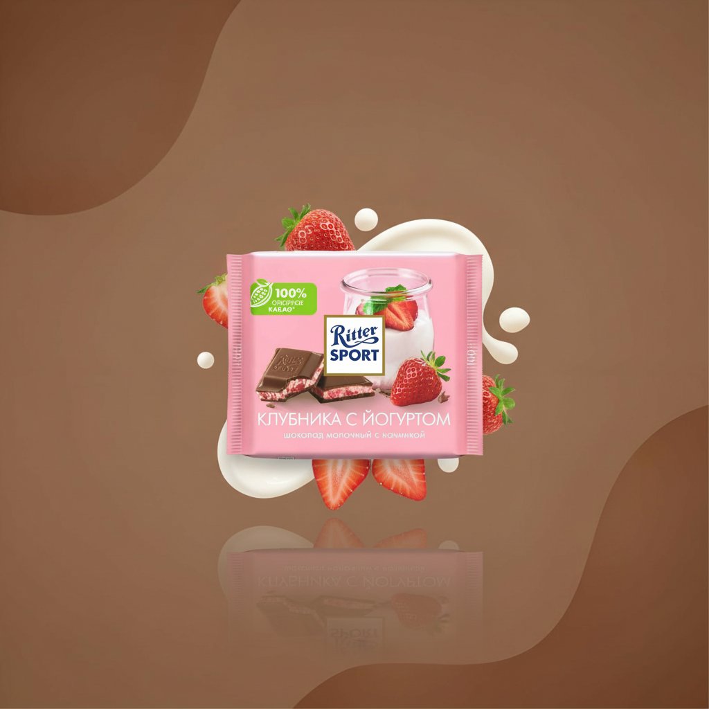 Шоколад Ritter Sport Клубника с йогуртом молочный с начинкой 100 г