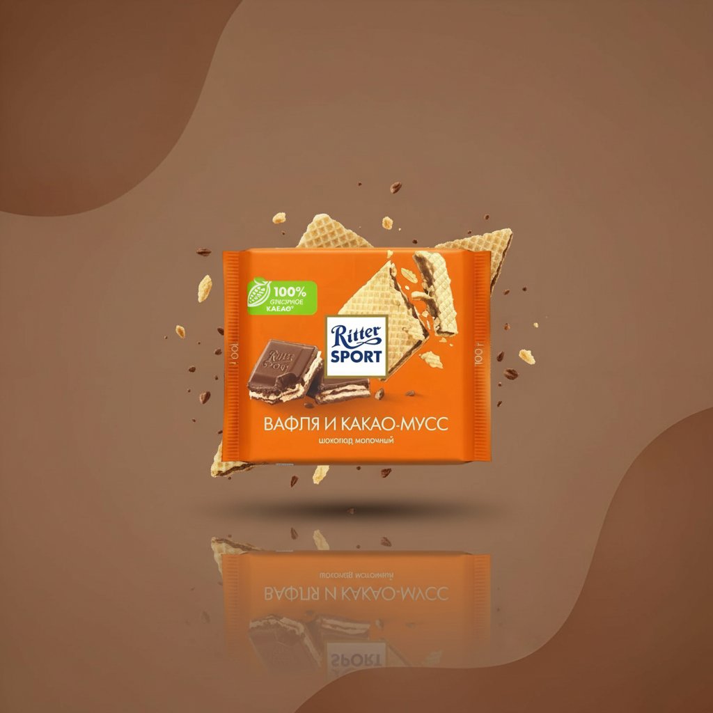 Шоколад Ritter Sport Вафля и какао-мусс молочный 100 г