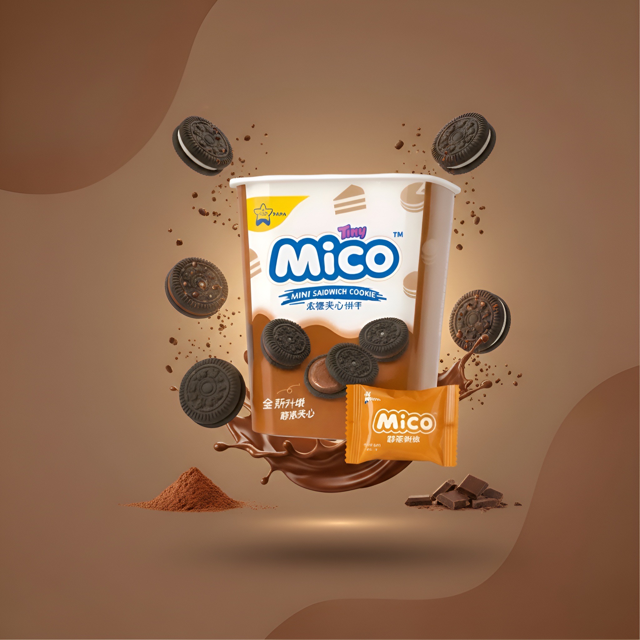 Tiny Mico, мини печенье-сэндвич с шоколадным кремом, 120 г