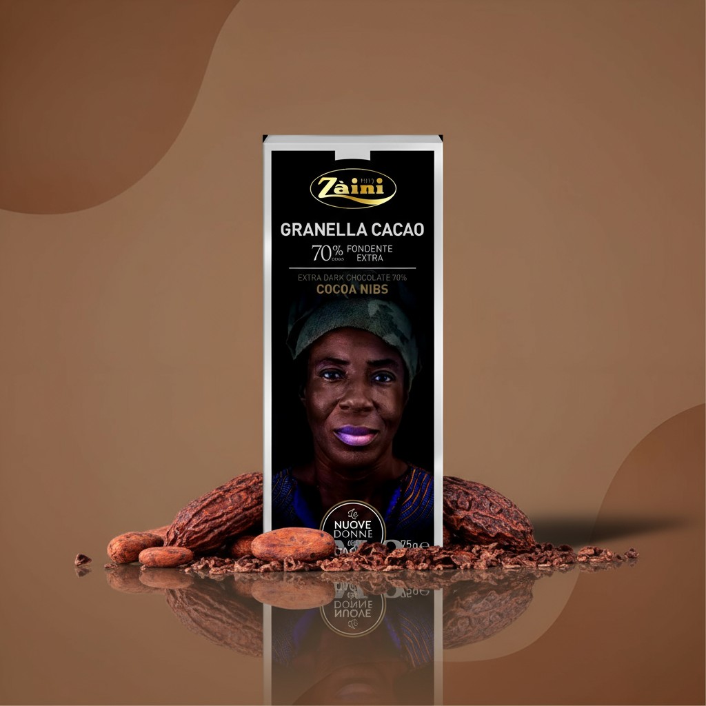 Zaini Granella Cacao, тёмный шоколад 70% с какао-крупкой, 75 г